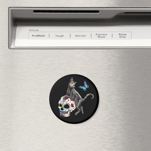 死んだネコの砂糖スカルと蝶の日 マグネット (インサイチュ (食洗機))