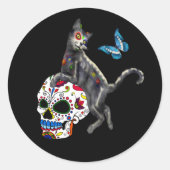 死んだネコの砂糖スカルと蝶の日 ラウンドシール (正面)
