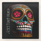 死んだハロウィーンかわいい絵を描スカル ガラスコースター (正面)