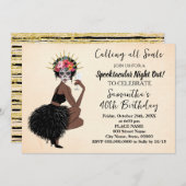 死んだハロウィーンの女の子の夜アウト誕生日 招待状 (正面/裏面)