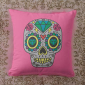死んだバラの日とピンクの結晶スカル クッション