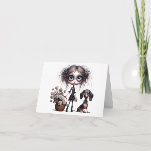 死んだバラゴシックDachshund任意の大事な行事カード カード (正面)