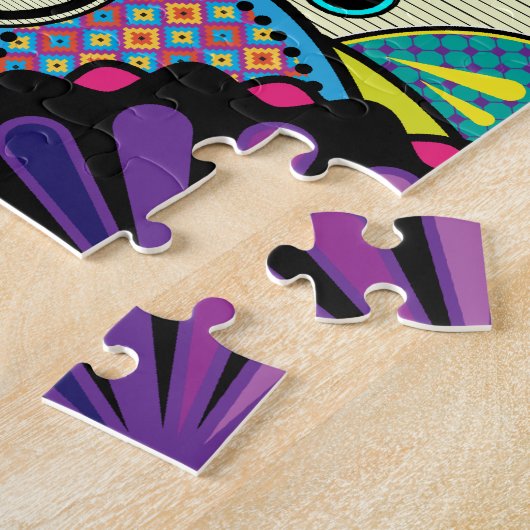 死んだパズルのスカルの芸術/日を砂糖で甘くして下さい ジグソーパズル (側面)