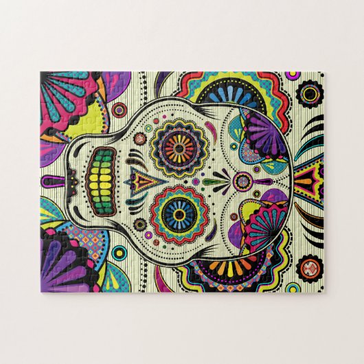 死んだパズルのスカルの芸術/日を砂糖で甘くして下さい ジグソーパズル (横)