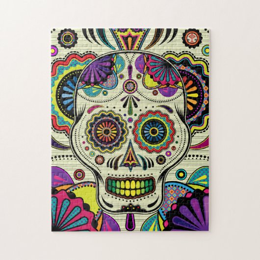 死んだパズルのスカルの芸術/日を砂糖で甘くして下さい ジグソーパズル (縦)