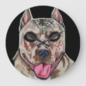 死んだピットブル ラージ壁時計 (正面)