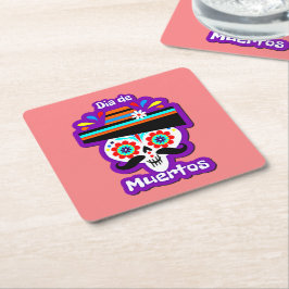 死んだピンクの女性の日 – 家族の子供のために スクエアペーパーコースター