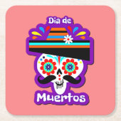 死んだピンクの女性の日 – 家族の子供のために スクエアペーパーコースター (正面)