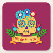 死んだピンクの女性の日 – 家族の子供のために スクエアペーパーコースター (正面)