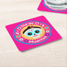 死んだピンクの女性の日 – 家族の子供のために スクエアペーパーコースター