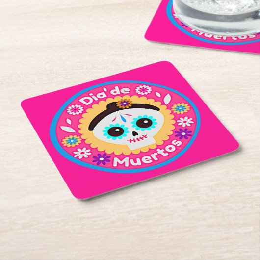 死んだピンクの女性の日 – 家族の子供のために スクエアペーパーコースター (アングル)