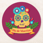 死んだピンクの女性の日 – 家族の子供のために ラウンドペーパーコースター (正面)