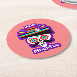 死んだピンクの女性の日 – 家族の子供のために ラウンドペーパーコースター