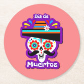 死んだピンクの女性の日 – 家族の子供のために ラウンドペーパーコースター (正面)