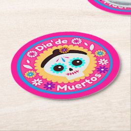 死んだピンクの女性の日 – 家族の子供のために ラウンドペーパーコースター