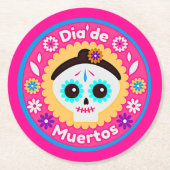 死んだピンクの女性の日 – 家族の子供のために ラウンドペーパーコースター (正面)