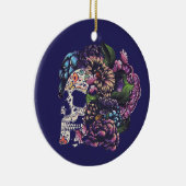 死んだフローラ砂糖スカルの日と花 セラミックオーナメント (右)