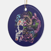 死んだフローラ砂糖スカルの日と花 セラミックオーナメント (左)