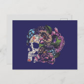 死んだフローラ砂糖スカルの日と花 ポストカード (正面/裏面)