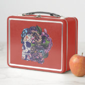 死んだフローラ砂糖スカルの日と花 メタルランチボックス (インサイチュ)