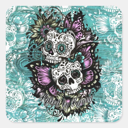 死んだフローラ蝶スカルの日。 スクエアシール (正面)