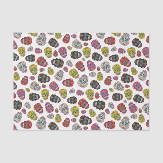 死んだプリントのカラフルな砂糖のスカル日 薄葉紙 (正面)