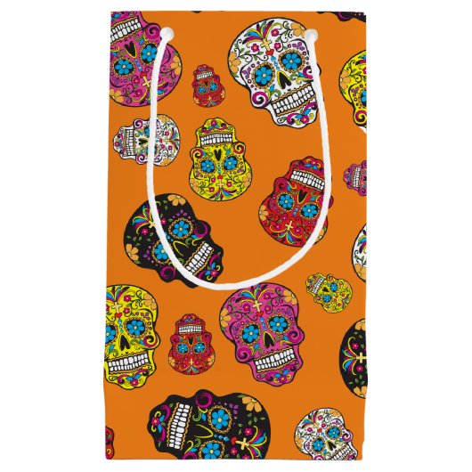 死んだプリントの砂糖のスカルのハロウィン日 スモールペーパーバッグ (正面)