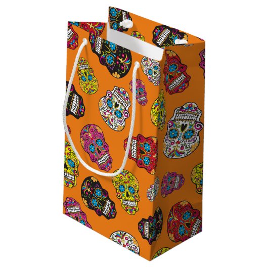 死んだプリントの砂糖のスカルのハロウィン日 スモールペーパーバッグ (裏面アングル)