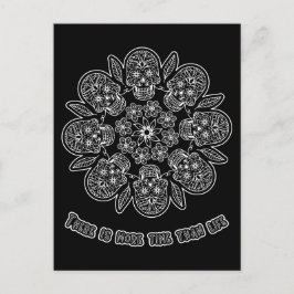 死んだマンダラブラック背景彩色の日 ポストカード