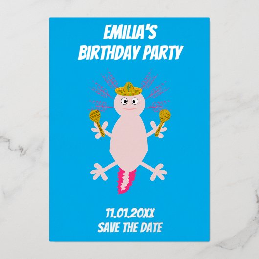 死んだメキシコのアクソロトルの日の日付を保存 箔シーズンカード (正面)