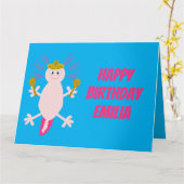 死んだメキシコのアクソロトル誕生日の日 カード (黄色い花)