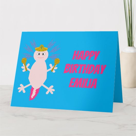 死んだメキシコのアクソロトル誕生日の日 カード (正面)