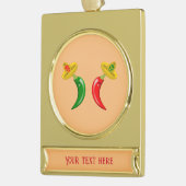 死んだメキシコのチリカスタムの日 ゴールドプレートバナーオーナメント (左)