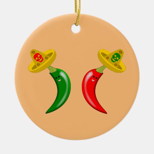 死んだメキシコのチリ名前をカスタムする セラミックオーナメント (正面)