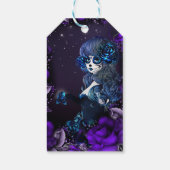 死んだメキシコの女の子の誕生日パーティー紫 ギフトタグ (裏面)