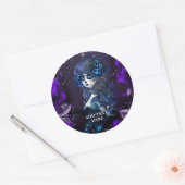 死んだメキシコの女の子の誕生日パーティー紫 ラウンドシール (封筒)