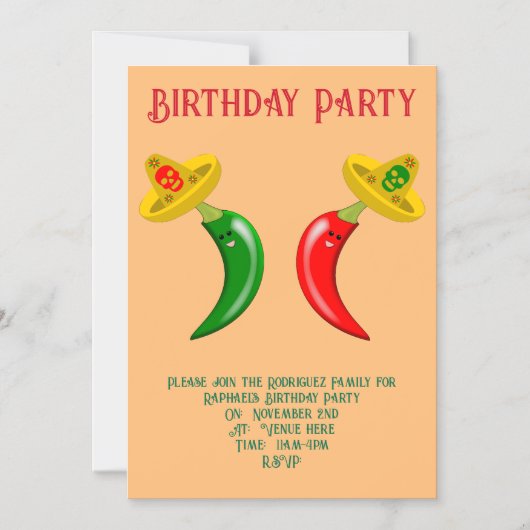 死んだメキシコの子供の日カスタム誕生日 マグネット招待状 (正面)