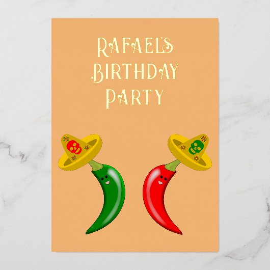 死んだメキシコの子供の日カスタム誕生日 箔招待状 (正面)