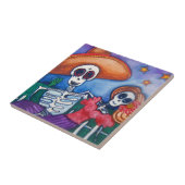 死んだメキシコタイルの芸術のスカル日を砂糖で甘くして下さい タイル (側面)