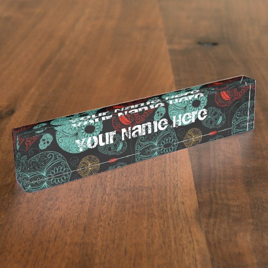 死んだモザイク芸術の赤及び青の日 デスクネームプレート (側面)