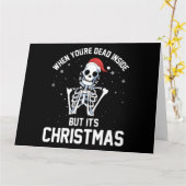 死んだ中でのクリスマス 面白いスケルトン Xmas カード (黄色い花)