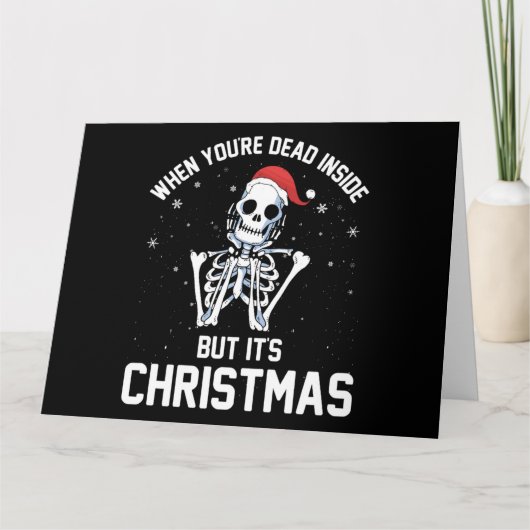 死んだ中でのクリスマス 面白いスケルトン Xmas カード (正面)