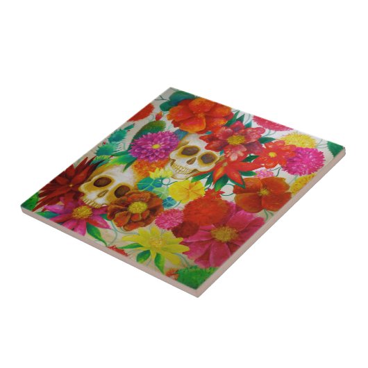 死んだ入れ墨のメキシコ人のタイルのスカル日を砂糖で甘くして下さい タイル (側面)