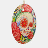 死んだ入れ墨のメキシコ人の装飾のスカル日を砂糖で甘くして下さい セラミックオーナメント (左)
