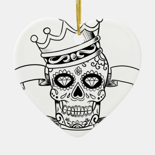 死んだ入れ墨の王冠の砂糖のスカルのスカル日 セラミックオーナメント (正面)