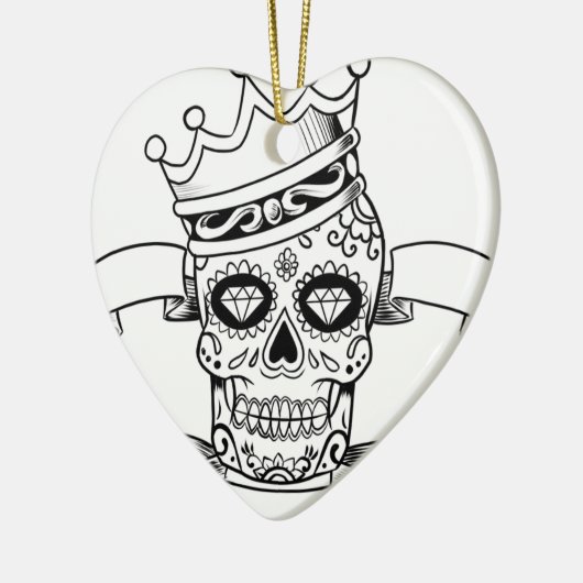 死んだ入れ墨の王冠の砂糖のスカルのスカル日 セラミックオーナメント (左)