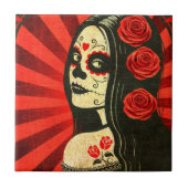 死んだ女の子のヴィンテージの赤い日 タイル (正面)