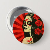 死んだ女の子のヴィンテージの赤い日 缶バッジ (正面&裏面)
