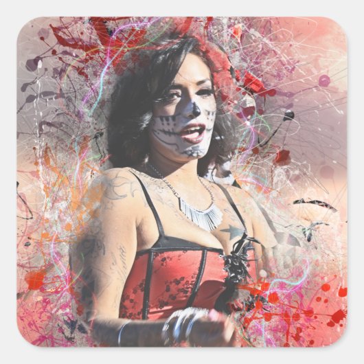 死んだ女性の愛らしい日をパレードカスタムで スクエアシール (正面)