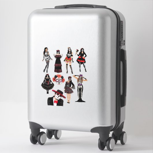 死んだ女性の日の男性骸骨の人々の芸術 シール (スーツケース)